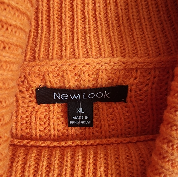 NWT- Women's New Look Orange Long Sleeve Cropped Sweater Size Extra Large - Picture 2 of 4